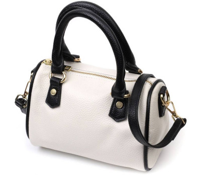 Женская сумка бочонок с темными акцентами Vintage 22352 Белая