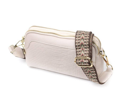 Невелика прямокутна сумка на два відділення з натуральної шкіри Vintage 22357 Біла