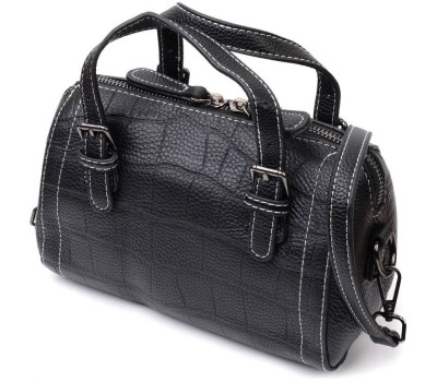 Миниатюрная женская сумка с двумя ручками из натуральной кожи Vintage 22358 Черная