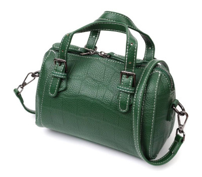 Небольшая женская сумка с двумя ручками из натуральной кожи Vintage 22359 Зеленая