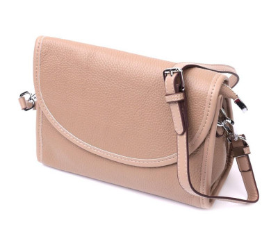 Шкіряна сумка жіноча з напівкруглим клапаном Vintage 22257 Бежева