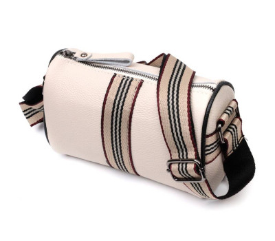 Цікава сумка для жінок з акцентом посередині з натуральної шкіри Vintage 22361 Біла