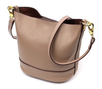 Жіноча сумка з автономною косметичкою всередині з натуральної шкіри Vintage 22364 Бежева