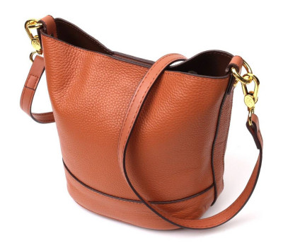 Невелика сумка жіноча з автономною косметичкою всередині з натуральної шкіри Vintage 22366 Коричнева