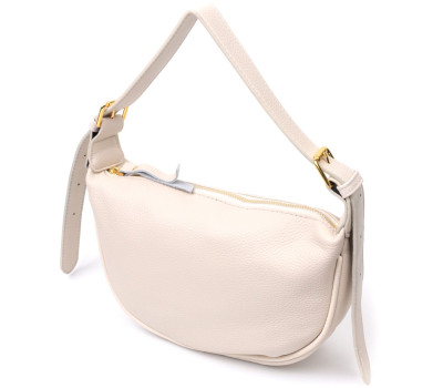 Жіноча напівкругла сумка з однією плечевою лямкою з натуральної шкіри Vintage 22371 Біла