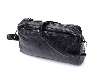 Женская сумка-клатч из мягкой натуральной кожи Vintage 22375 Черная