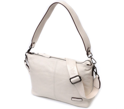 Прямокутна сумка жіноча з двома знімними ременями з натуральної шкіри Vintage 22377 Біла