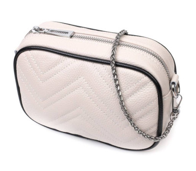 Вечірня жіноча сумка на ланцюжці із натуральної шкіри Vintage 22380 Біла