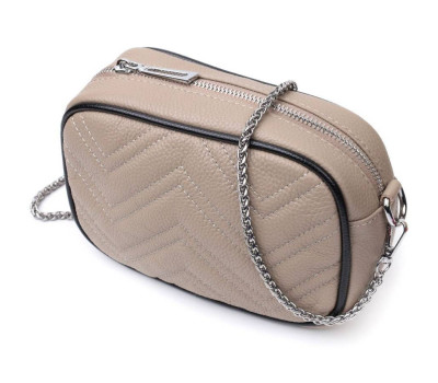 Жіноча вечірня сумка на ланцюжці з натуральної шкіри Vintage 22381 Бежева