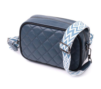 Шкіряна сумка через плече на одне відділення для жінок Vintage 22385 Синя