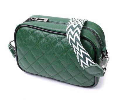 Сумка через плече на одне відділення з натуральної шкіри Vintage 22384 Зелена