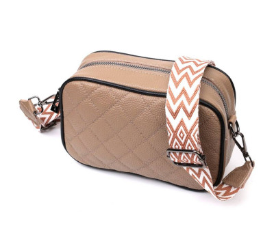 Шкіряна жіноча сумка через плече на одне відділення Vintage 22386 Бежева