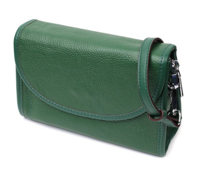 Компактна жіноча шкіряна сумка з напівкруглим клапаном Vintage 22260 Зелена