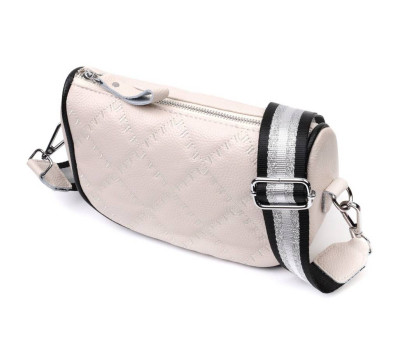 Сумка крос-боді напівкруглого формату з натуральної шкіри Vintage 22393 Біла