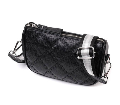 Шкіряна сумка напівкруглого формату на плече Vintage 22394 Чорна