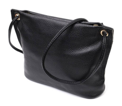 Жіноча трапецієподібна сумка з натуральної шкіри Vintage 22395 Чорна