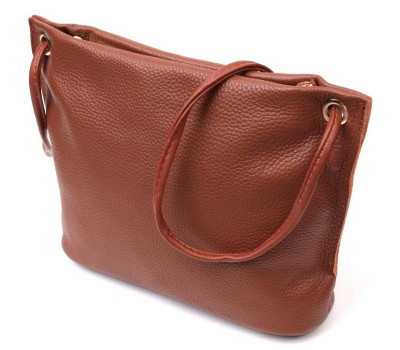 Трапециевидная сумка для женщин на плечо из натуральной кожи Vintage 22397 Коричневая