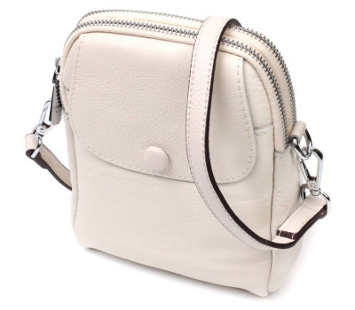 Жіноча невелика вертикальна сумка на два відділення з натуральної шкіри Vintage 22401 Біла