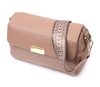 Модна шкіряна сумка з оригінальною плечовою лямкою Vintage 22403 Бежева