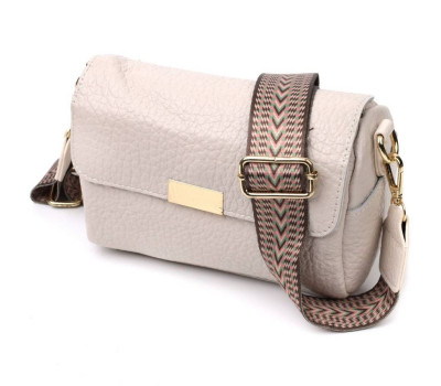 Красива жіноча шкіряна сумка з оригінальною плечовою лямкою Vintage 22404 Біла