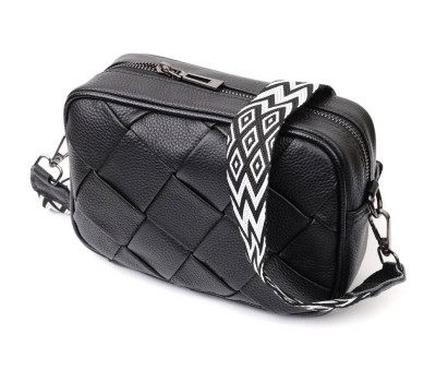 Жіноча сумка з палітуркою з натуральної шкіри Vintage 22406 Чорна