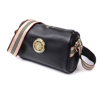 Жіноча сумка з прикрасою із натуральної шкіри Vintage 22262 Чорна