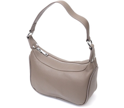 Шкіряна сумка напівкруглого формату з однією ручкою Vintage 22412 Сіра