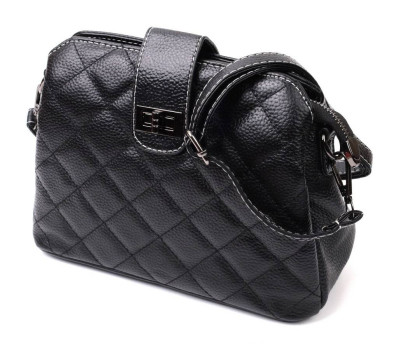 Чудова сумка для стильних жінок із натуральної шкіри Vintage 22415 Чорна