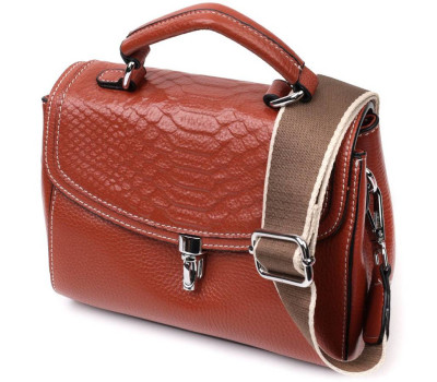 Сумка з шкіряної шкіри з цікавою засувкою Vintage 22417 Коричневий