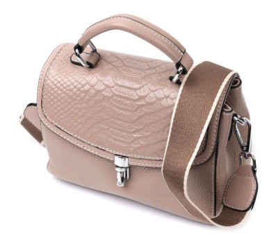 Жіноча шкіряна сумка з цікавою металевою засувкою Vintage 22418 Бежевий