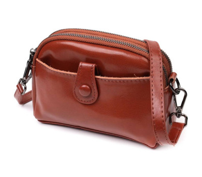 Глянсова жіноча сумка на кожен день з натуральної шкіри Vintage 22419 Коричнева