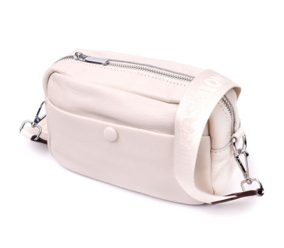 Якісна сумка для жінок з натуральної м'якої шкіри Vintage 22438 Біла