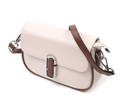 Напівкругла сумка для жінок з цікавим магнітом-засувкою з натуральної шкіри Vintage 22439 Біла