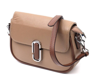 Жіноча напівкругла сумка з цікавим магнітом-засувкою з натуральної шкіри Vintage 22440 Бежева