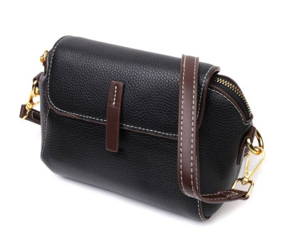 Компактна жіноча сумка з натуральної шкіри Vintage 22265 Чорна