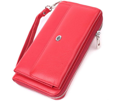 Симпатичний гаманець-клатч з ручкою для носіння в руці з натуральної шкіри ST Leather 22530 Червоний
