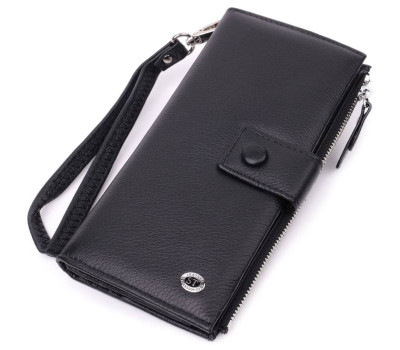 Лаконічний жіночий вертикальний гаманець-клатч із натуральної шкіри ST Leather 22537 Чорний