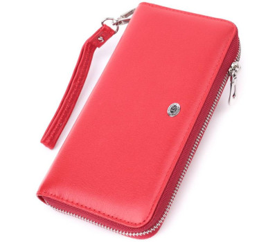 Стильний гаманець-клатч для жінок на одне відділення з натуральної шкіри ST Leather 22561 Червоний