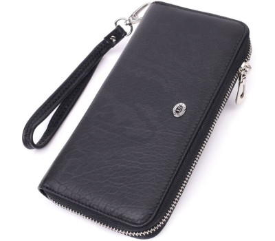 Гаманець-клатч універсальний на одне відділення з натуральної шкіри ST Leather 22562 Чорний