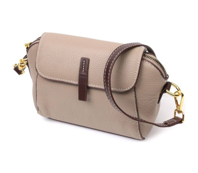 Стильна жіноча компактна сумка з натуральної шкіри Vintage 22267 Бежева