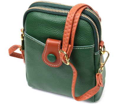 Невелика сумка трапеція для жінок з натуральної шкіри Vintage 22268 Зелена