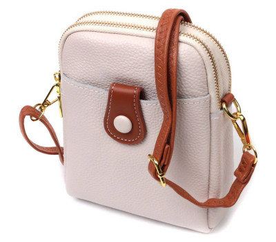 Стильна сумка трапеція для жінок із натуральної шкіри Vintage 22270 Біла