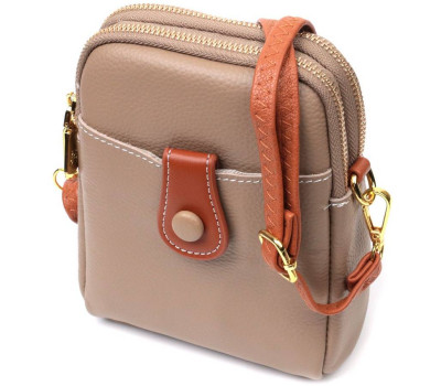 Сучасна сумка трапеція для жінок з натуральної шкіри Vintage 22271 Бежева