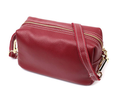 Цікава жіноча сумка з двома ременями з натуральної шкіри Vintage 22274 Бордова