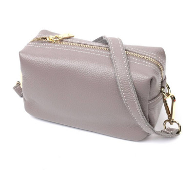 Жіноча цікава сумка з двома ременями з натуральної шкіри Vintage 22275 Сірий