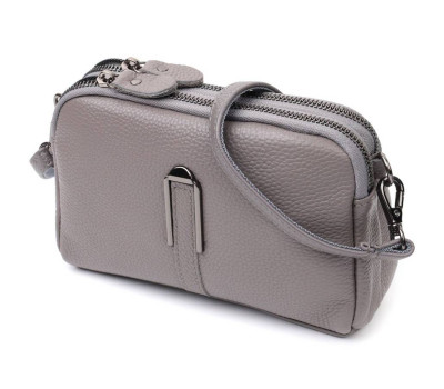 Сумка жіноча на два відділення з натуральної шкіри Vintage 22278 Сіра