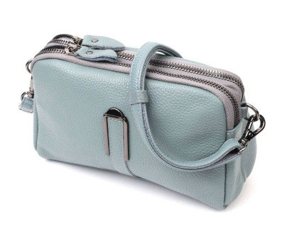 Жіноча повсякденна сумка на два відділення з натуральної шкіри Vintage 22280 Блакитна
