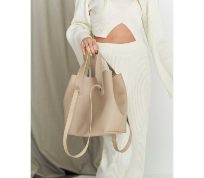 Жіноча сумка-трансформер «Лінда» бежева гладка WeLassie
