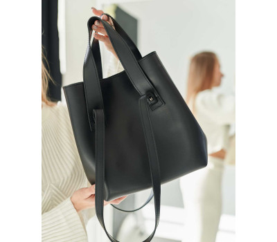 Женская сумка-трансформер «Линда» черная гладкая WeLassie