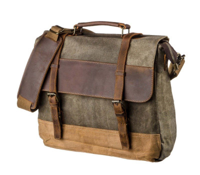 Ретро портфель комбінований Vintage 20117 Світло-сірий